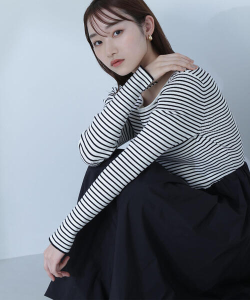 「NATURAL BEAUTY BASIC」 ドッキングワンピース MEDIUM ブラック系その他 レディースの画像