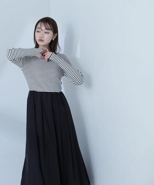 「NATURAL BEAUTY BASIC」 ドッキングワンピース MEDIUM ブラック系その他 レディースの画像