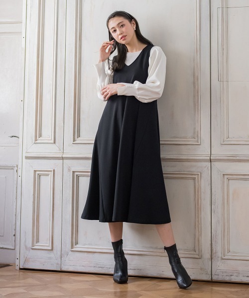 「QUEENS COURT」 ノースリーブワンピース S キャメル レディース_画像2