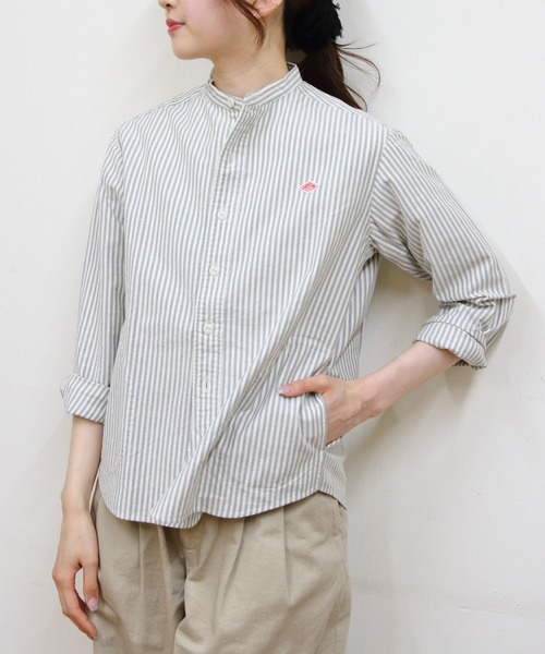 Danton（ダントン） 長袖ブラウス 36 オリーブ レディース : ZOZOTOWN 