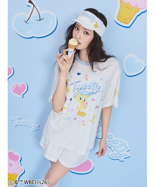 【新品・未使用タグ付】スナイデルホーム　トゥイーティー　ルームウェア　上下セット SNIDEL HOME パジャマ ルームウェア 「Tweety」「接触冷感」カット