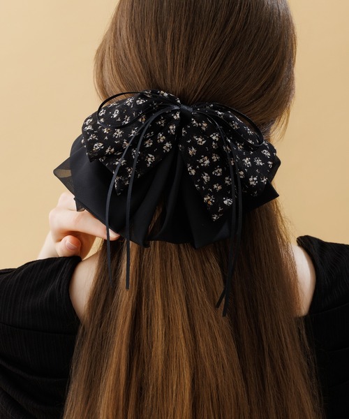 LA MUe ヘアクリップ 「LA MUE」シアー 花柄 リボン バンスクリップ