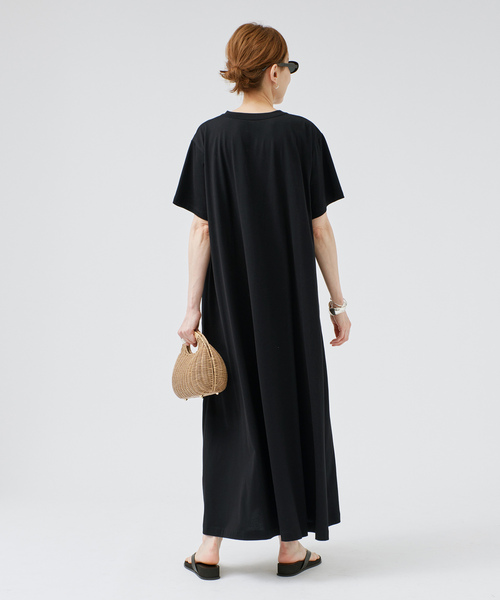 ワンピース 半袖 Tie-Neck Jersey Dress