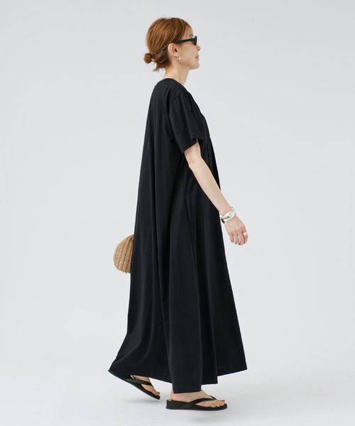 ワンピース 半袖 Tie-Neck Jersey Dress