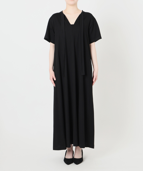 ワンピース 半袖 Tie-Neck Jersey Dress