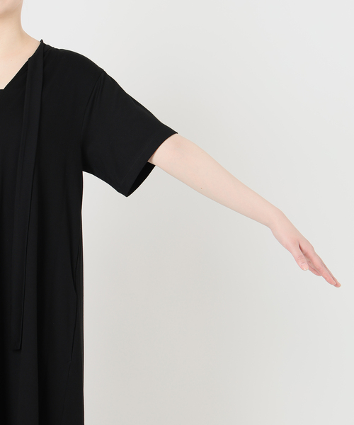 ワンピース 半袖 Tie-Neck Jersey Dress