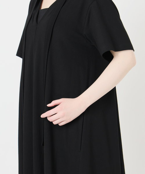 ワンピース 半袖 Tie-Neck Jersey Dress