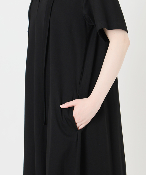 ワンピース 半袖 Tie-Neck Jersey Dress