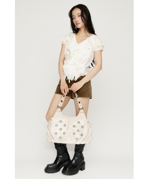 SLY（スライ） ブラウス シャツ 半袖 MIX FRILL COMPACT BL ミックス
