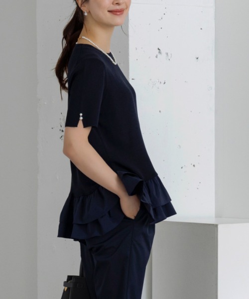 「Sono」 半袖ニット F ネイビー レディース_画像2