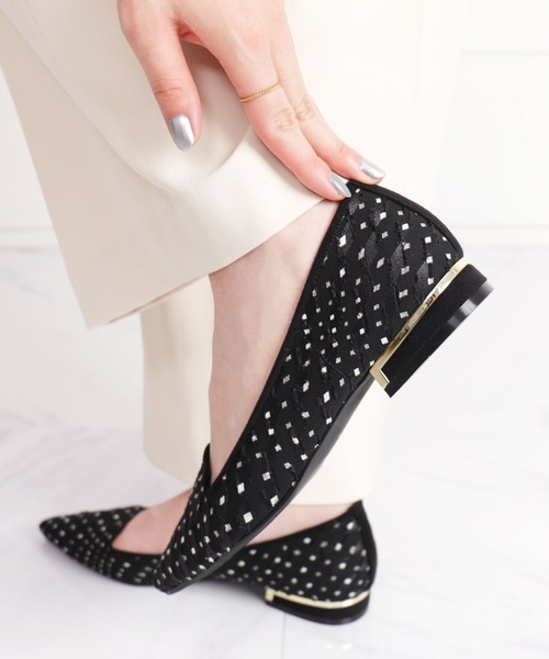 「artemis by DIANA」 フラットパンプス 22.5cm ブラック×ブラック レディース_画像7