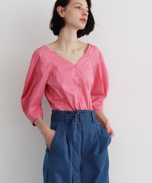 ブラウス シャツ peplum balloon sleeve blouse(ペプラムバルーンスリーブショート丈ブラウス) レディース