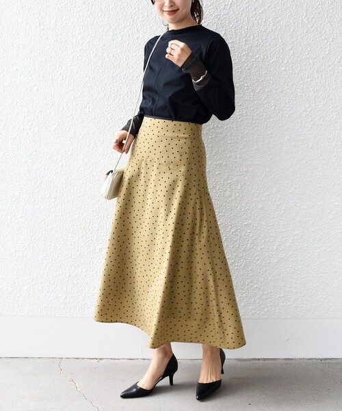 SHIPS（シップス） スカート *「手洗い可能」ドット / 花柄 切替