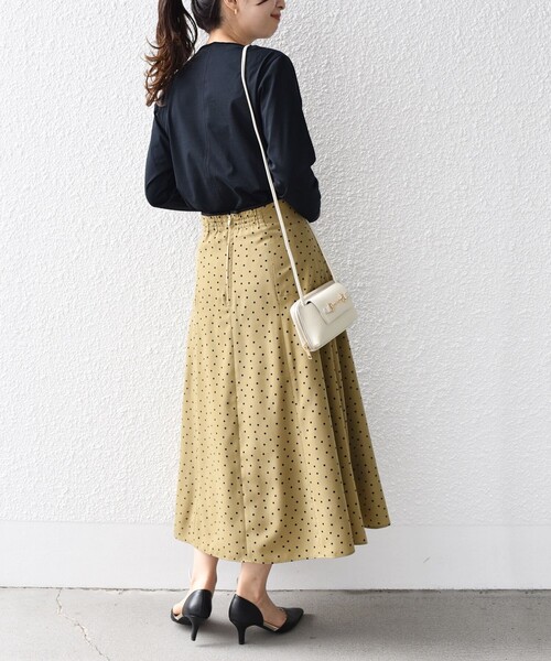 SHIPS（シップス） スカート *「手洗い可能」ドット / 花柄 切替