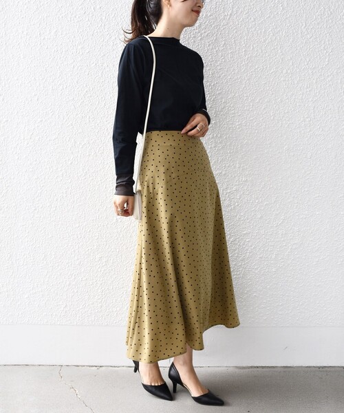 SHIPS（シップス） スカート *「手洗い可能」ドット / 花柄 切替