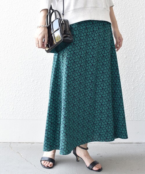 SHIPS（シップス） スカート *「手洗い可能」ドット / 花柄 切替