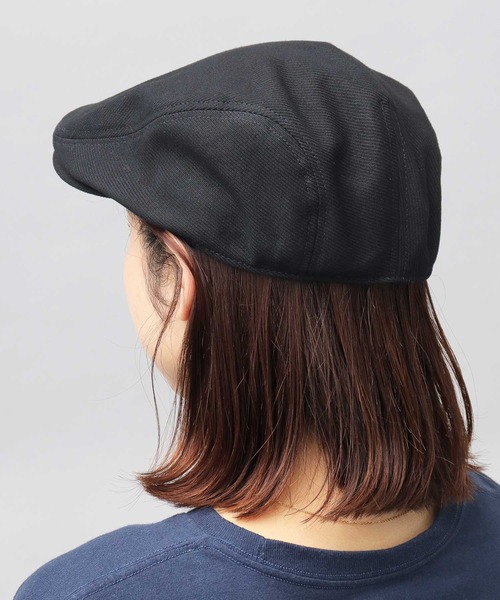 A.M.S. 帽子 ベレー帽 別注 バイアスツイル フェイクレザー 綿麻