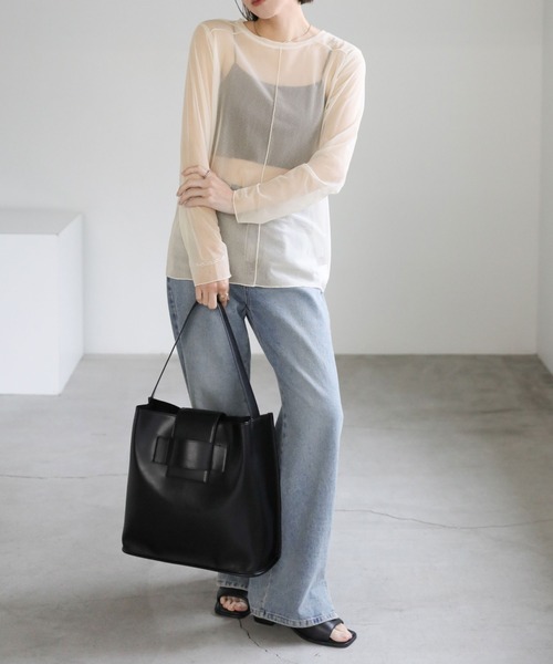 select MOCA（セレクトモカ） tシャツ ニュアンスシアーメロートップス