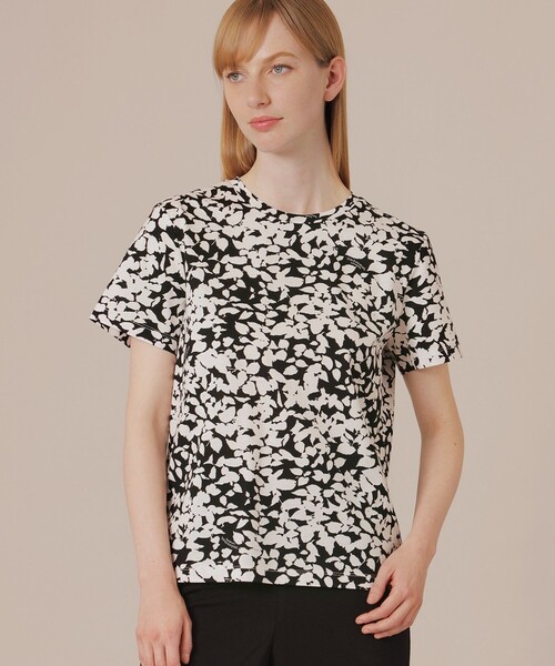 tシャツ Tシャツ シルエットフラワーTシャツ レディース