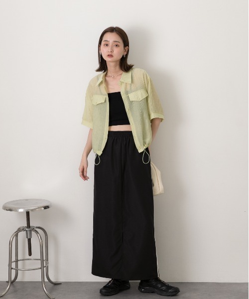 ブラウス シャツ 裾ドロスト半袖ブラウス レディース Heather ブラウス シャツ 2WAYドロストブラウス（半袖） 497298