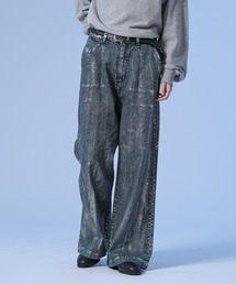 selle glant ジーンズ SILVER PAINT WIDE DENIM PANTS/シルバー  
