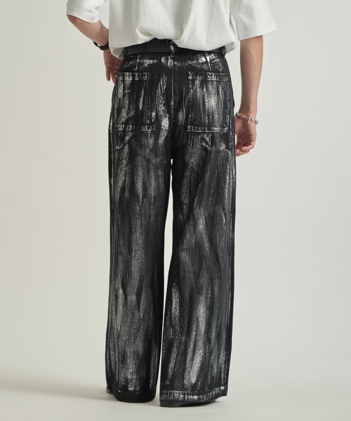 selle glant/シルバーペイントワイドデニムパンツ セール】SILVER PAINT WIDE DENIM PANTS/シルバーペイントワイド