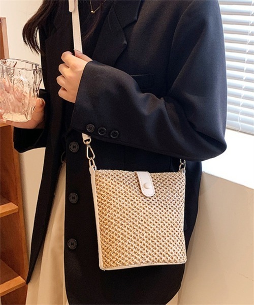 ショルダーバッグ バッグ 5色展開 ストローかご ショルダー