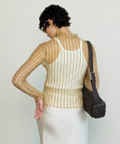 MAISON SPECIAL ニット セーター Shirring Stripe Sheer