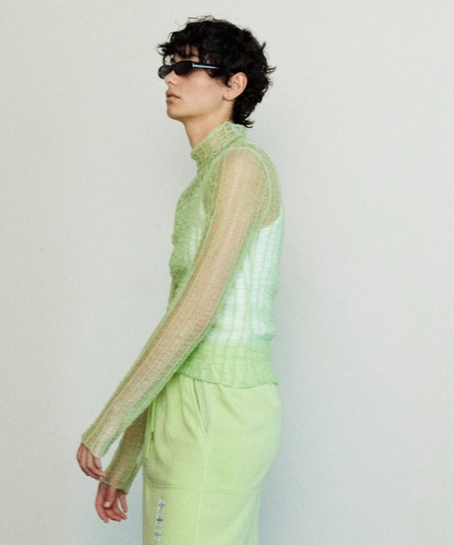 シャーリングストライプシアーニット【MAISON SPECIAL】 SALE】Shirring Stripe Sheer Knitwear