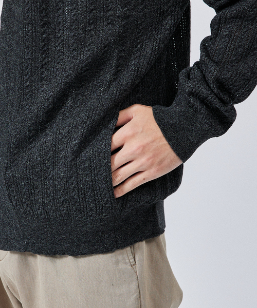 ABAHOUSE（アバハウス） カーディガン 「レース編み」ボタンレス