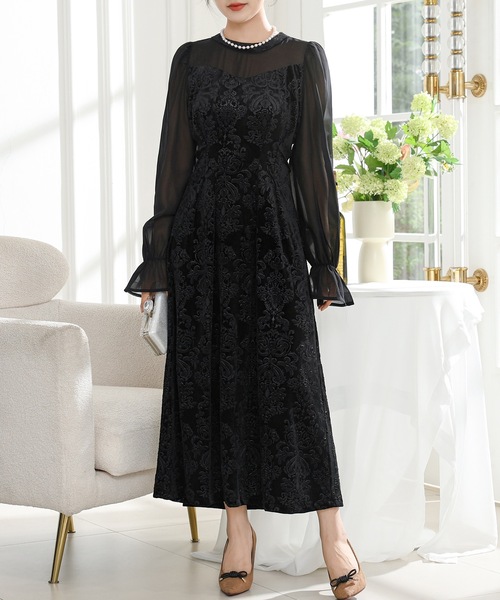 Lace Ladies（レースレディース） ドレス ダマスク柄 シフォン