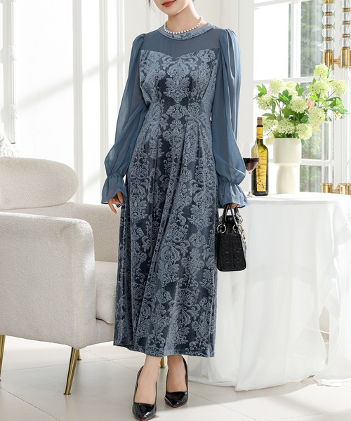 Lace Ladies（レースレディース） ドレス ダマスク柄 シフォン