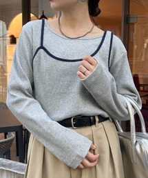 tシャツ リブアシメキャミレイヤードトップス レディース CIAOPANIC TYPY tシャツ リブアシメキャミレイヤードトップス