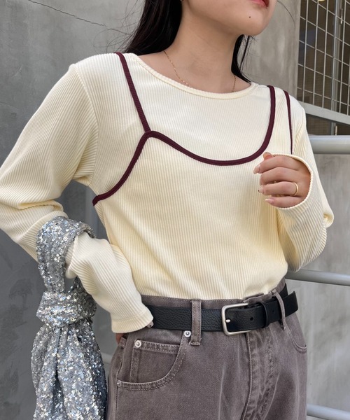 tシャツ リブアシメキャミレイヤードトップス レディース CIAOPANIC TYPY tシャツ リブアシメキャミレイヤードトップス