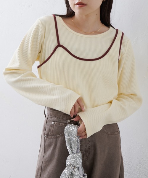 tシャツ リブアシメキャミレイヤードトップス レディース CIAOPANIC TYPY tシャツ リブアシメキャミレイヤードトップス
