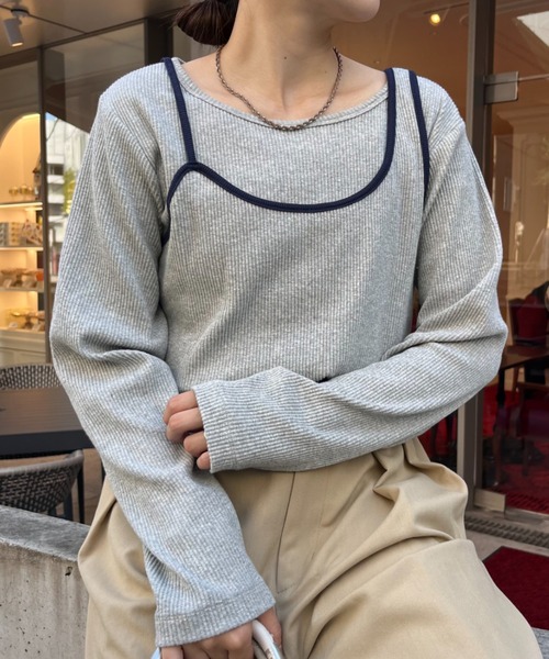 tシャツ リブアシメキャミレイヤードトップス レディース CIAOPANIC TYPY tシャツ リブアシメキャミレイヤードトップス
