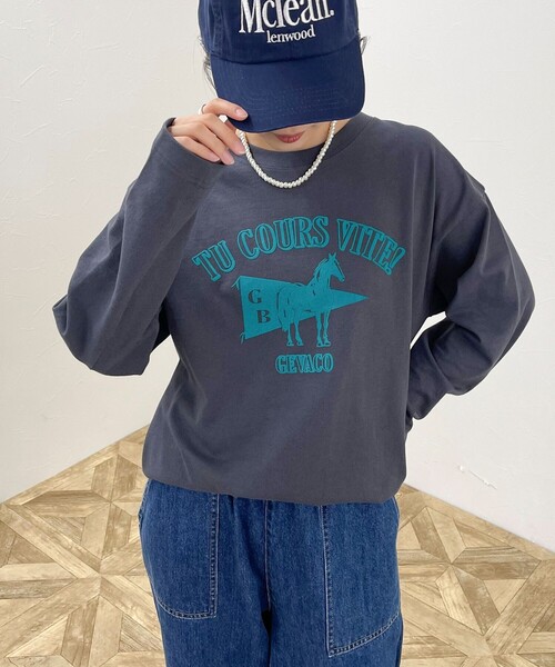 tシャツ 「GEVACO/ゲバコ」フロッキープリントロングスリーブTシャツ レディース