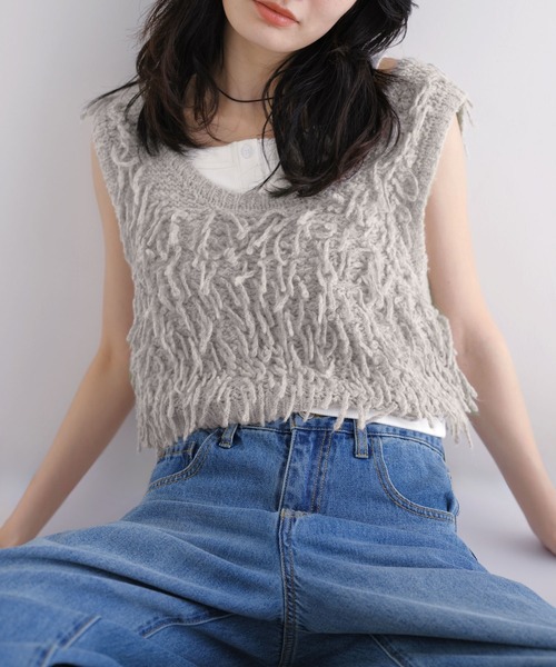 andme（アンドミー） ニット セーター ループツイスト編みニットベスト