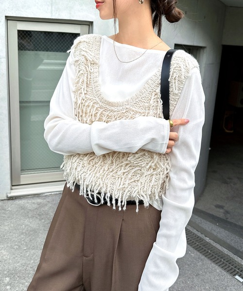 anndemeulemeester ニットベスト andme（アンドミー） ベスト ジレ 「新色追加」起毛フェザーVネック