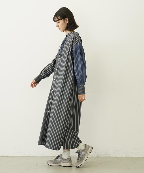 MILKFED. - 18AWミルクフェド  LOGO TAPE DRESS グレー 完売色 MILKFED.（ミルクフェド） ワンピース STRIPED SKIPPER DRESS