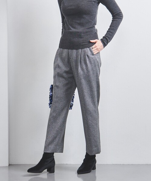 UNITED ARROWS パンツ スラックス ラメツイード 2タック テーパード 