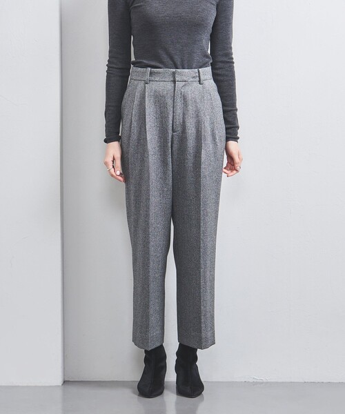 UNITED ARROWS パンツ スラックス ラメツイード 2タック テーパード 