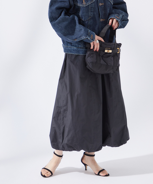 L'ESSAGE レサージュ　メモリータフタバルーンスカート　ネイビー　38 journal standard L'essage スカート メモリータフタ バルーン