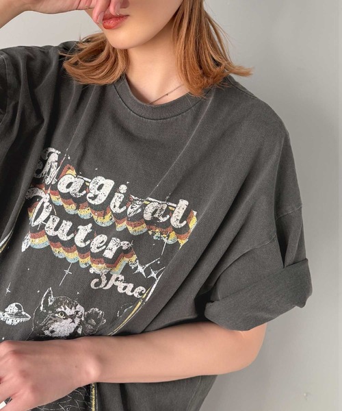 tシャツ 「NEW」キャットアソートプリントTシャツ　ブラック レディース 全2色【ATTRACTIONS/アトラクションズ】2024SS「Back Print