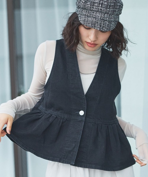 SOMETHING（サムシング） ペプラムデニムビスチェ レディース