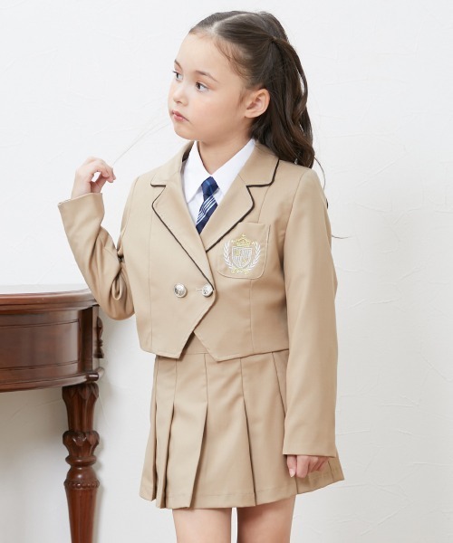 120size ベージュ×チェック セレモニー 入学 卒園 発表会 フォーマル 120size ベージュ×チェック セレモニー 入学 卒園 発表会