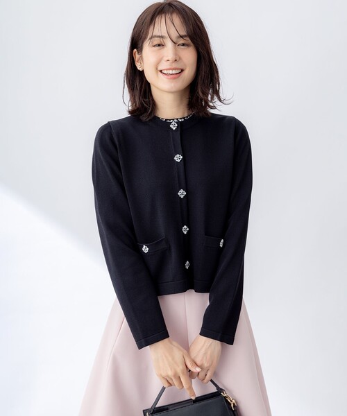 ジップ ニット ジャケット カーディガン ビジュー 韓国 nr6971 セール】ビジューZIPニットジャケット（カーディガン/ボレロ