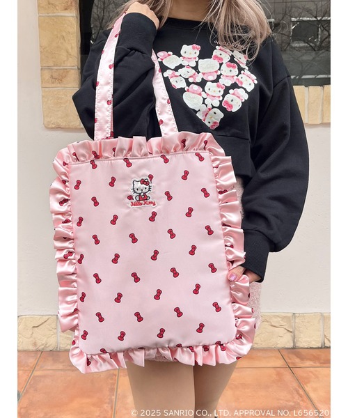 リボン柄バック sanrio トートバッグ 「HELLO KITTY」リボン柄トートバッグ
