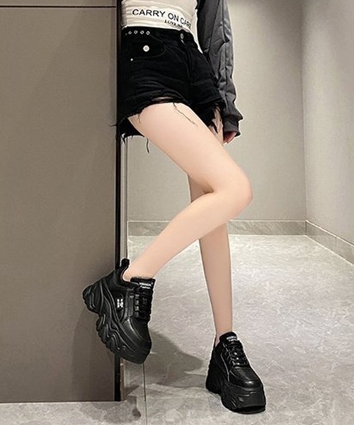 Lace Ladies スニーカー レザー調 厚底 ボリューム ダッド