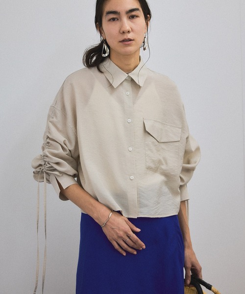 ブラウス シャツ 「ZOZOTOWN限定」クロップド丈シャーリングスリーブシャツ レディース